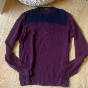 Prada Men's Maroon and Black Crewneck Sweater